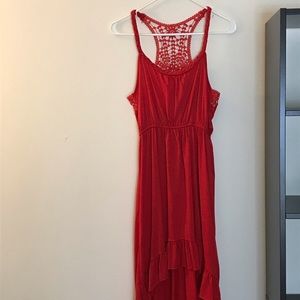 Asymmetric Hots-Wing Red Dress